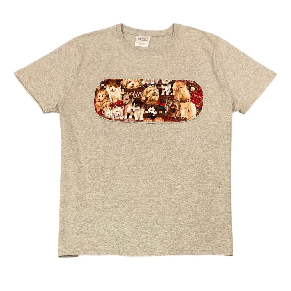 Heather Gray T Shirt Ladies LARGE - Fluffy Puppy Dogs NEW